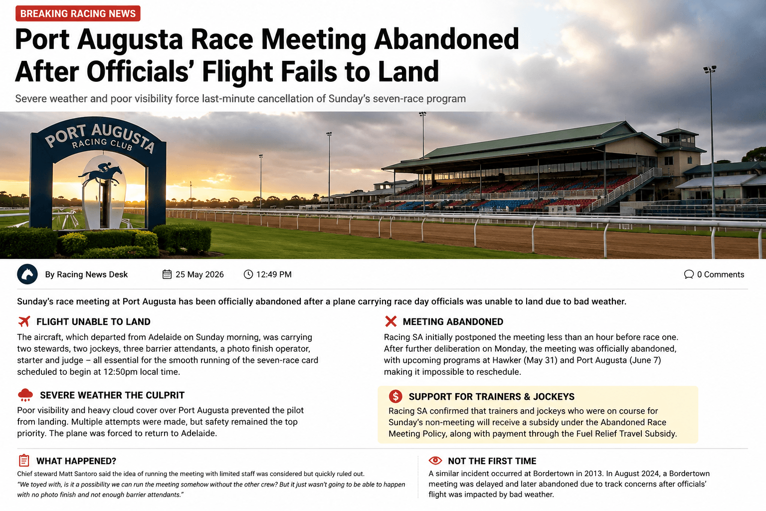 Port Augusta Racing News