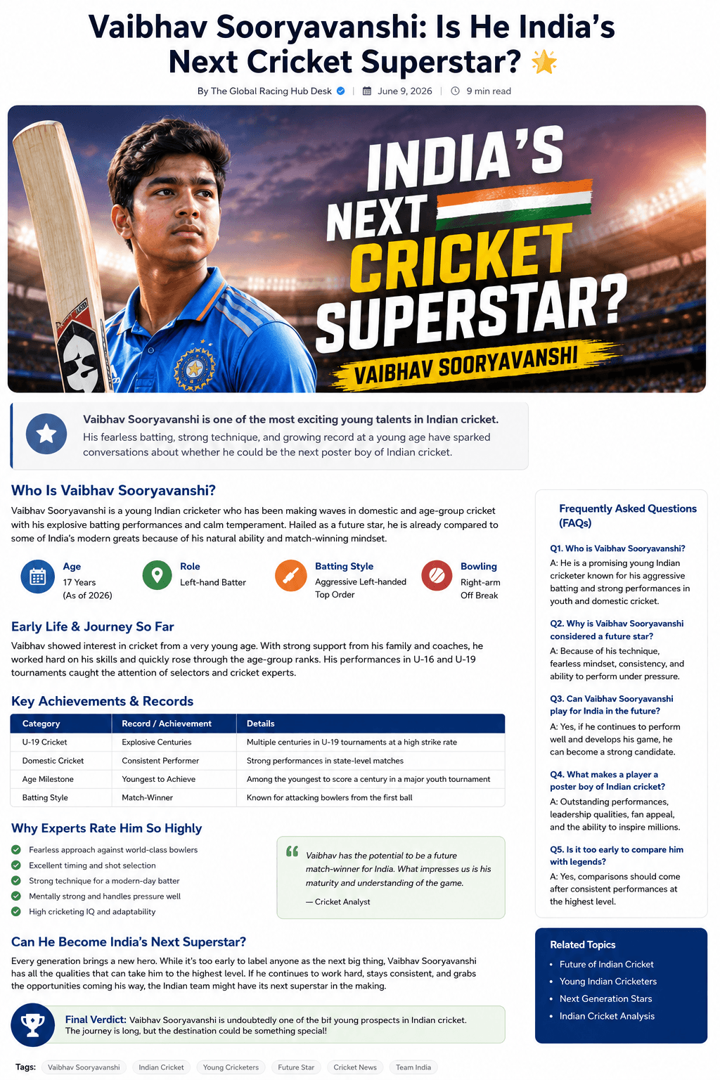 Vaibhav Sooryavanshi India Next Cricket Superstar